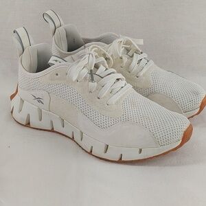 Reebok White and Tan Mesh Sneakers